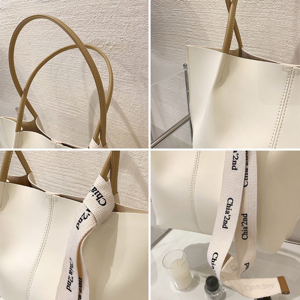 Anytime Ribbon Accent Tote with Inner Pouch
