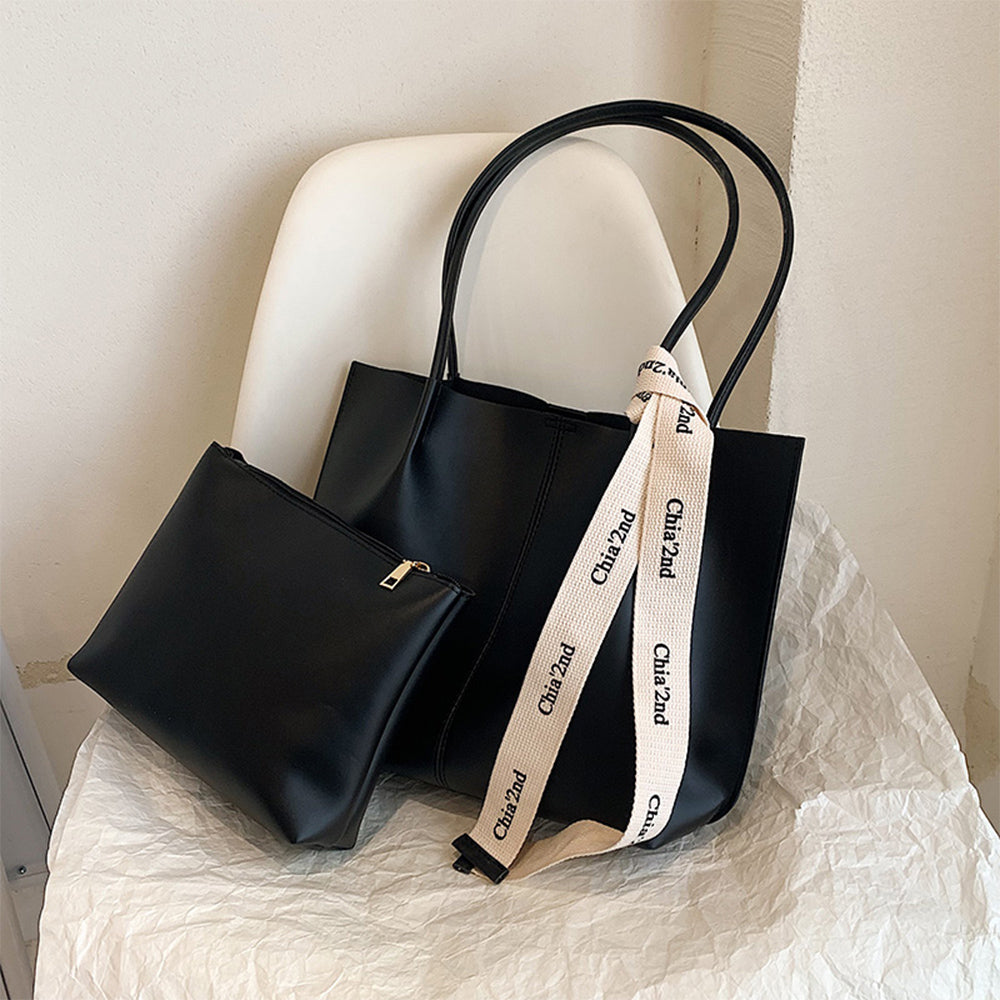Anytime Ribbon Accent Tote with Inner Pouch