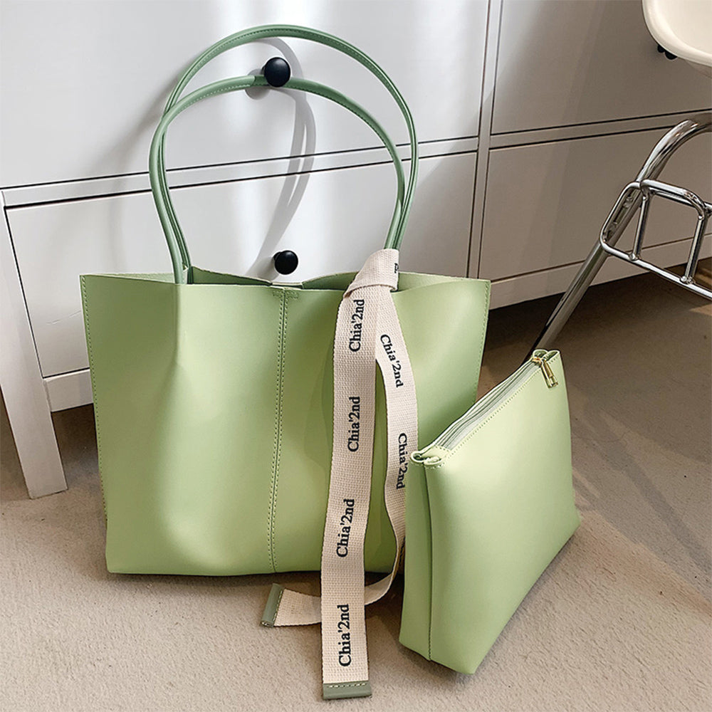 Anytime Ribbon Accent Tote with Inner Pouch