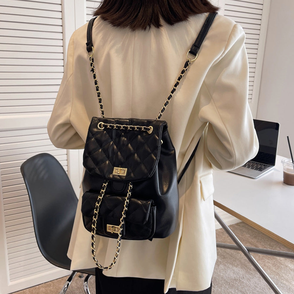 Elegant Quilted Chain Strap Mini Backpack