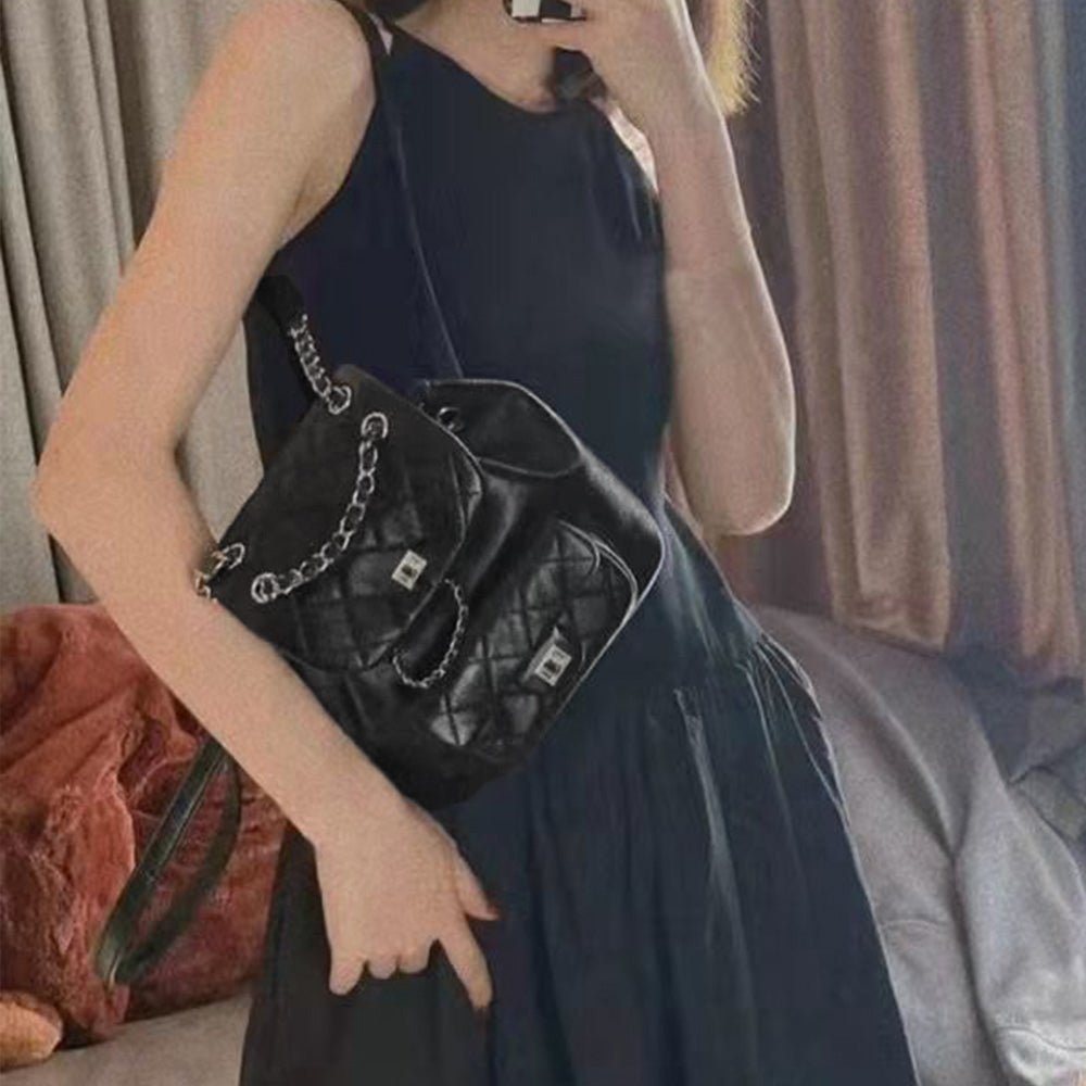 Elegant Quilted Chain Strap Mini Backpack
