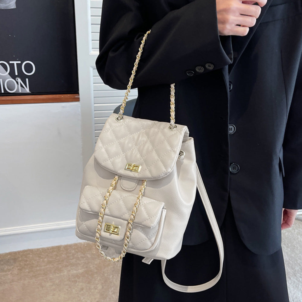 Elegant Quilted Chain Strap Mini Backpack
