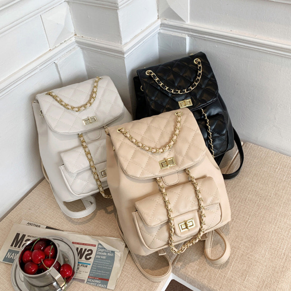 Elegant Quilted Chain Strap Mini Backpack